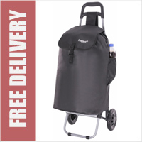 Hoppa Plain Black Large 57 Litre Capacity 2 Wheel Folding Shopping Trolley